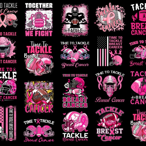 Tackle Breast Cancer Awareness Png Bundle, American Football Png, Pink Ribbon, Breast Cancer Png, Leopard Football Png, Sublimation Design