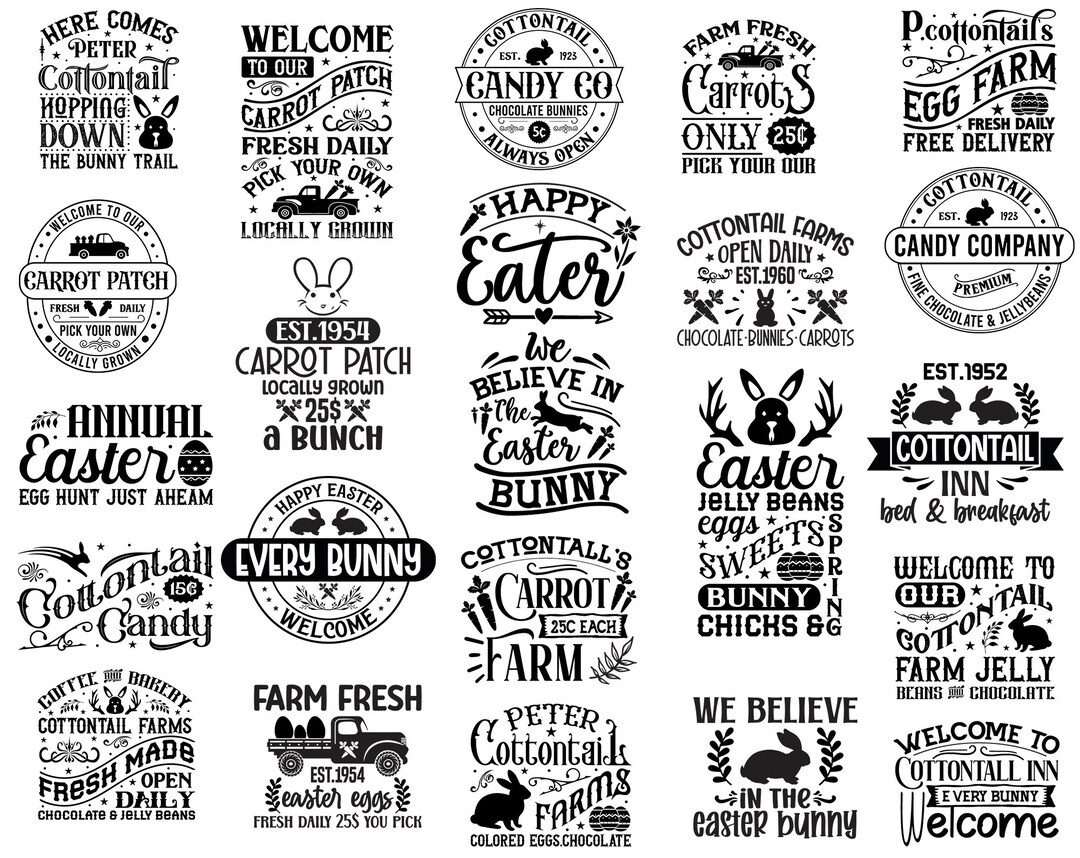 Easter Sign Svg Bundle, Easter Farmhouse Svg Bundle, Cottontail Svg