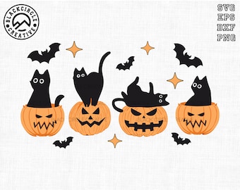 Black Cat And Pumpkin Design Svg, Cute Halloween Pumpkin Svg, Halloween Cat Svg, Children Shirts Designs, Cat Lover Svg, Trendy Halloween