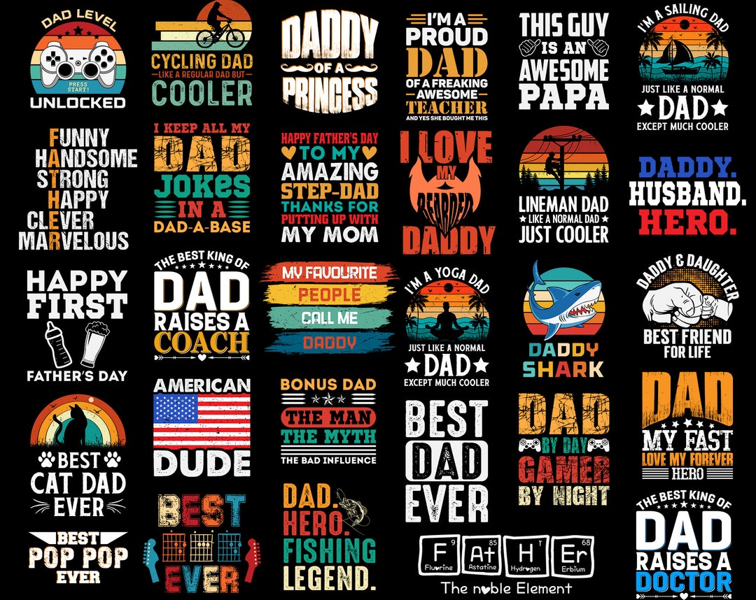 140 Retro Vintage Dad Svg Bundle, Dad Shirt Svg, Father's Day Svg ...