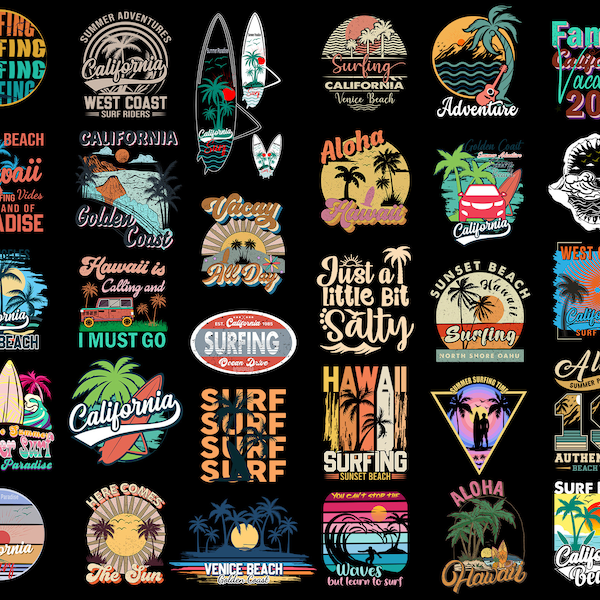 California Surf Svg Png Bundle, Surfing Paradise Png, Retro Summer Svg, Retro Surfing Svg, Vacation Family Svg, Summer Trip Svg, Beach Vibes