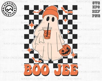 Boo Jee Svg, Boo Drink Water, Boojee Ghost Svg, Cute Ghost Svg, Spooky Pumpkin Svg, Halloween Shirt Svg, Fall Retro Halloween, Checkered