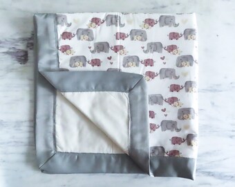Elephant Quilted Baby Blanket - Gender Neutral