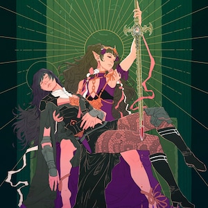 Pieta Byleth and Sothis Fire Emblem Three Houses art print | plain or hand-decorated with gold