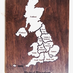 Mapa del Reino Unido I Reino Unido Rompecabezas de madera I Mapa de rompecabezas de juguete de madera / Regalo único para niños / Rompecabezas educativo / Nuevo regalo para el hogar / Arte de pared