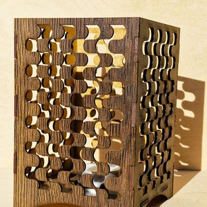 Windlicht aus Holz | Wohnkultur | Neues Zuhause Geschenk | Einzigartige Geschenkidee Wandkunst - Holzwellen Kerzenhalter und Teelicht