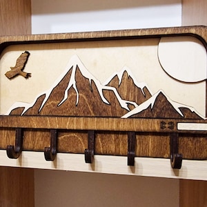 Mountains Wooden Key Holder I Home Decoration I Wall Key Chain Hanger I Key Organizer I Entryway Keychain Hanger image 2