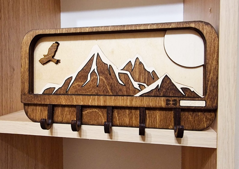 Mountains Wooden Key Holder I Home Decoration I Wall Key Chain Hanger I Key Organizer I Entryway Keychain Hanger image 2