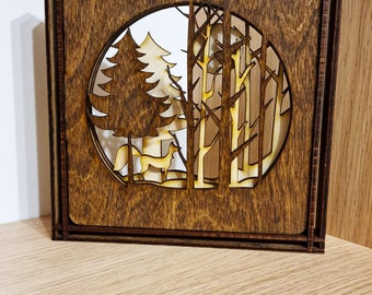 Fox in the Woods Wall Hanged Decor I New Home Gift | Wooden Framed Home Decoration I Layered Wood Art | Christmas Gift | Puzzle Handmade