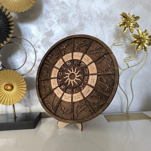 Wooden Zodiac Wheel I Zodiac signs Plate I Stellar constellations I Wood Skymap I Astrological map | Perfect gift Unique Wall Art Idea Home