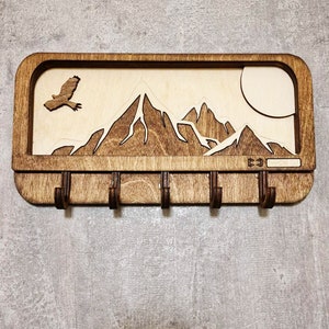 Mountains Wooden Key Holder I Home Decoration I Wall Key Chain Hanger I Key Organizer I Entryway Keychain Hanger image 4