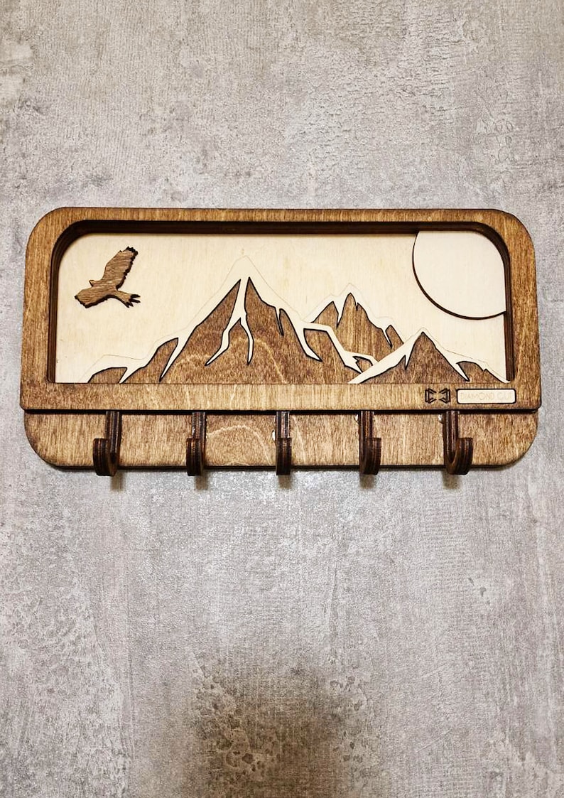 Mountains Wooden Key Holder I Home Decoration I Wall Key Chain Hanger I Key Organizer I Entryway Keychain Hanger image 4