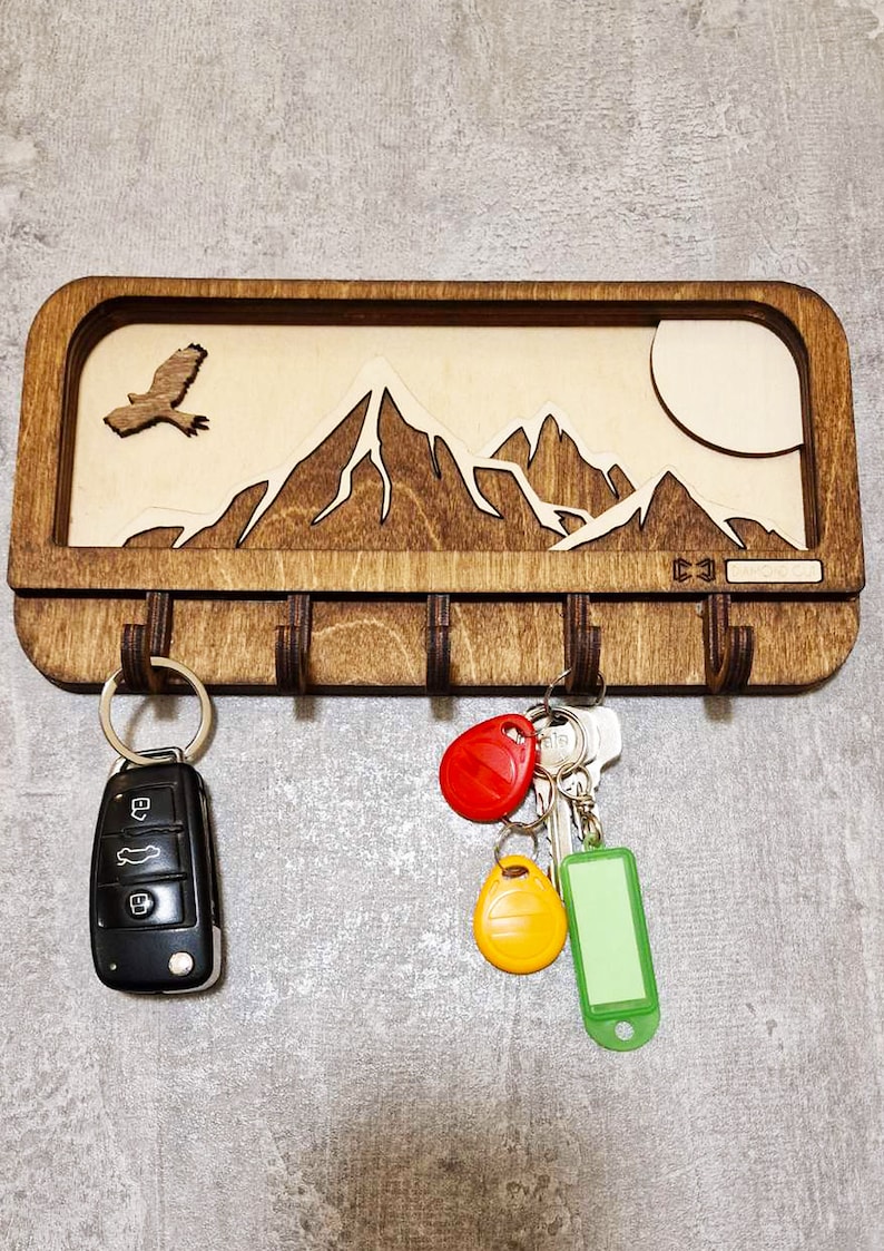 Mountains Wooden Key Holder I Home Decoration I Wall Key Chain Hanger I Key Organizer I Entryway Keychain Hanger image 3