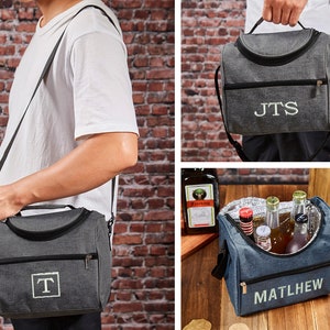 Groomsmen Beer Cooler Bag, Personalized Groomsmen Bag, Groomsmen Gift, Lunch Tote, Custom Beer Tote, Lunch Cooler Bag, Husband Gifts For Him image 2