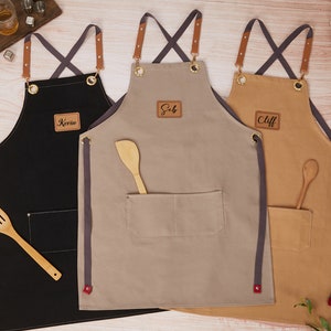 Grembiule personalizzato per uomo, grembiule in tela con tasche, grembiule con stampa personalizzata, grembiule da cucina, regalo per lo chef, regalo per il marito, regalo per lui papà immagine 4