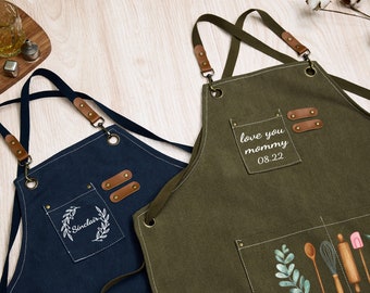 Personalisierte Schürze für Männer, Canvas-Schürze mit Taschen, Benutzerdefinierte Druck Schürze, Küchenschürze, Papa Geschenk, tolles Koch Geschenk, Ehemann Geschenk für ihn