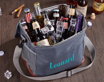 Personalized Embroidery Cooler Bag Monogram Insulated Cooler Bag Custom Beer Tote Lunch Cooler Bag Gift For Him Groomsmen Gift For Dad