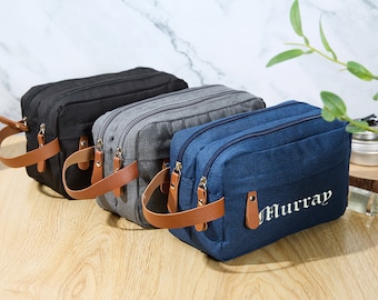 Bolsa de aseo para hombres, kit Dopp personalizado para hombres, estuche de viaje con monograma, bolsa de viaje con kit de afeitado, regalo para padrinos de boda, regalo personalizado para él