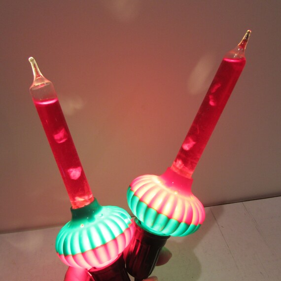 2 Vintage NOMA Bubble Lites: Red Liquid, MCM Christmas Tree Lights