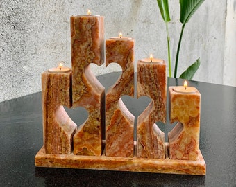 Heart Shaped Unique Candle Holder, Marble Candlestick