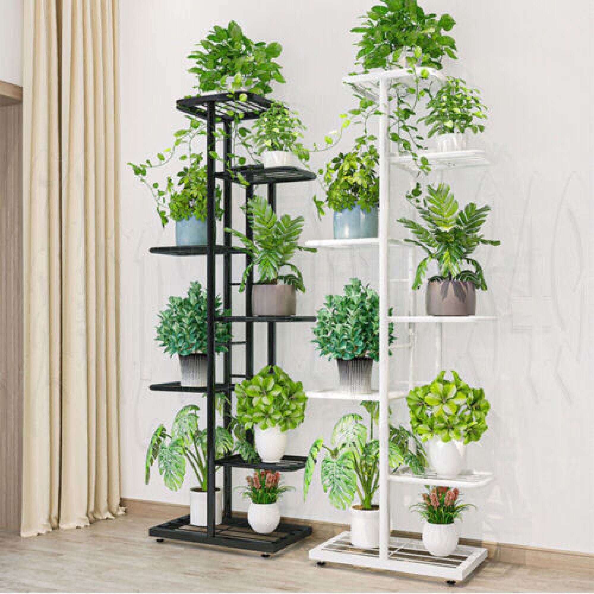 8 Tiers Plant Stand for Living Room Bedroom and Balcony Lightweight and Space Saving Plant Shelf for Indoor and Outdoor Homevany Solid Pine Wood Plant Stand 