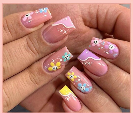 Cute Nail Art Sticker Flowers Nail Decal Self Adhesive Nail Design Nail DIY  Decor Ladies Girls Kids 6 Sheets - Walmart.ca