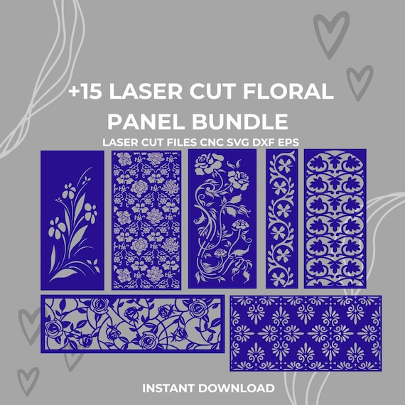 Floral Panel Laser Cut Files Bundle | Decorative Wall Screen SVG (Digital Download)