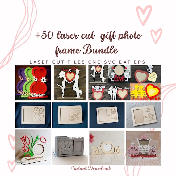 50+ Laser Cut Photo Frame Designs | SVG, DXF, EPS (Digital Download)