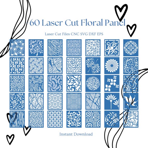 60 Floral Panel Laser Cut Files Bundle | Decorative Wall Screen SVG (Digital Download)