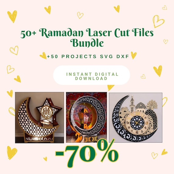 50+ Ramadan Laser Cut Files Bundle | DXF SVG EPS | Ramadan Decor | Instant Download