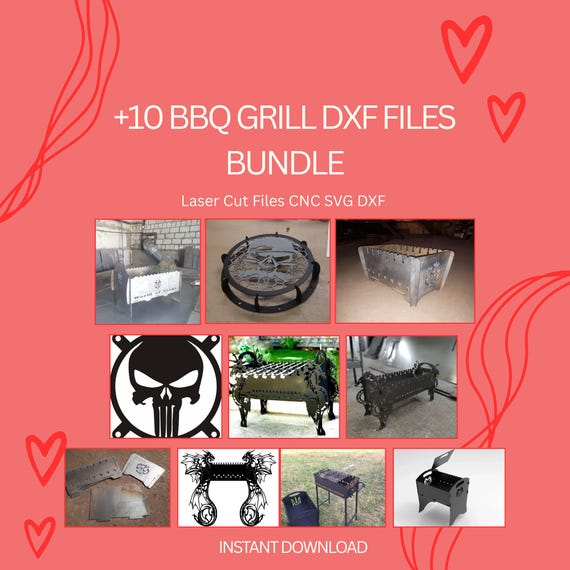 10 BBQ Grill DXF Files | Metal CNC Plasma Bundle | Instant Download