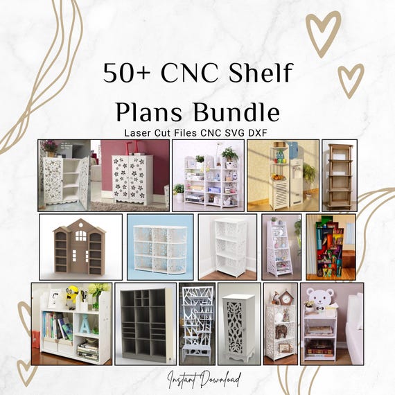 50+ CNC Storage Shelf Bundle | Laser Cut Storage Designs (svg, dxf)