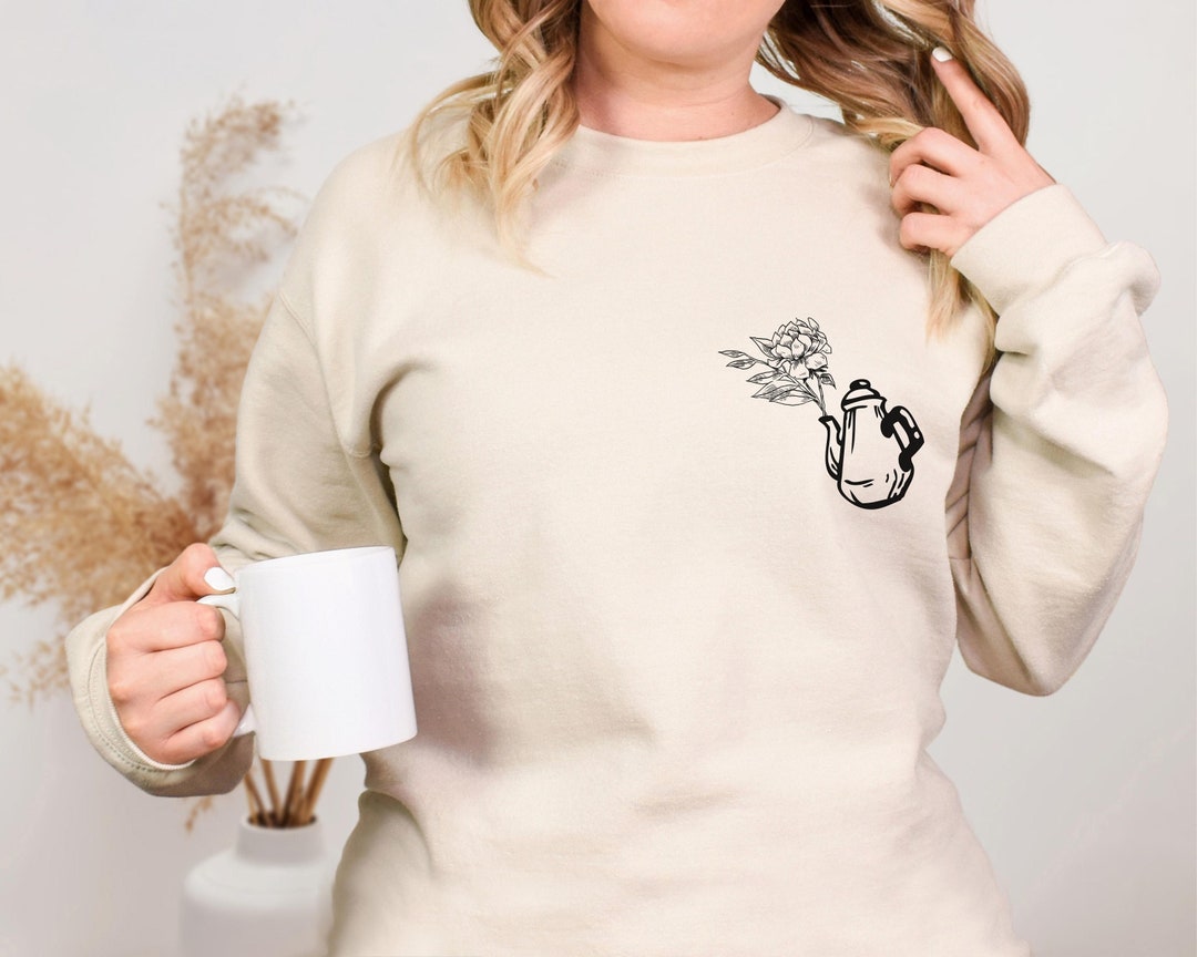 Floral Teapot Sweatshirt Aesthetic Coquette Clothing Etsy