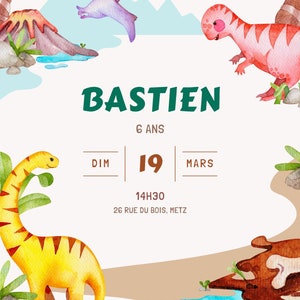 Customizable birthday invitation, personalized birthday invitation to print, dinosaur theme child birthday invitation