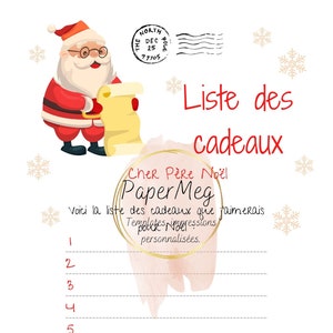 Lista de regalos para Papá Noel, carta a Papá Noel en formato digital