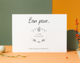Carte à gratter personnalisable, idée cadeau, annonce grossesse, mariage, demande témoin, parrain marraine