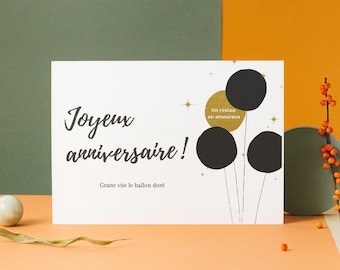 Carte à gratter pour anniversaire, joyeux anniversaire, idée cadeau, annonce grossesse, mariage, demande témoin, parrain, marraine