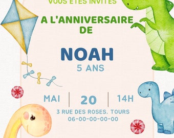 Convite de aniversário personalizado, convite de aniversário personalizável para imprimir, convite de aniversário infantil com tema dinossauro