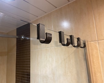 4x 10mm glass Dressing gown and towel hooks shower screen