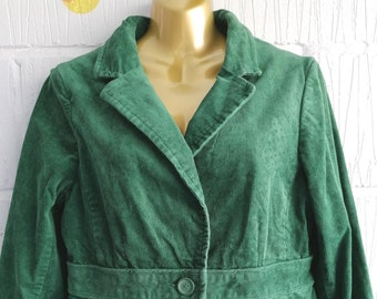 Vintage 80s 90s Old Navy Maternity Size M Green Corduroy Blazer Jacket Boho Hippie