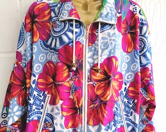 Vintage 80s 90s Andy Johns Size M Colourful Floral Windbreaker Jacket Anorak