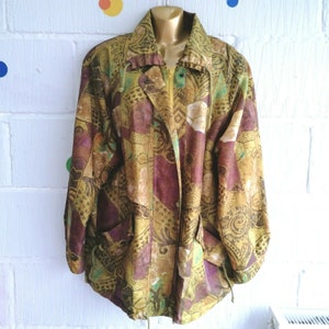 Vintage 80s 90s Size L Retro Mustard Lightweight Shoulder Pads Jacket Zip Unisex