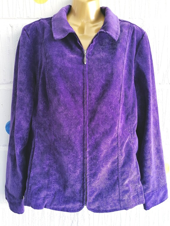 Vintage 80s 90s Christopher & Banks Size M Purple Swirl Corduroy 