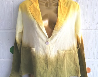 Vintage 90s  Size S Tie Dye Summer Cotton Lightweight Blazer Jacket Pockets