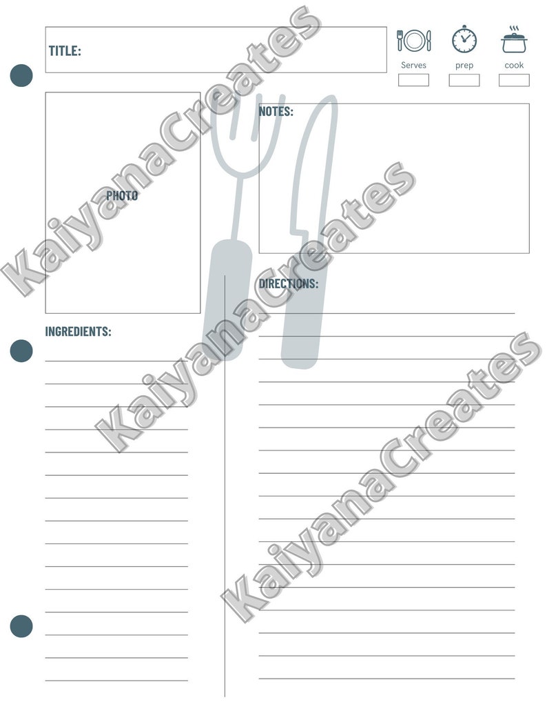 Minimalist Recipe Template, Printable Recipe Book DIY Home Cookbook, 3 ...