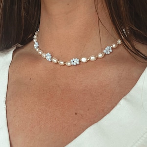 Daisy Freshwater Pearl Summer Necklace, Flower Necklace