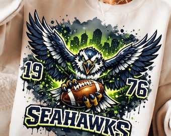 Seahawks Football Shirt PNG | 1976 Vintage Game Day Design (Digital Download)
