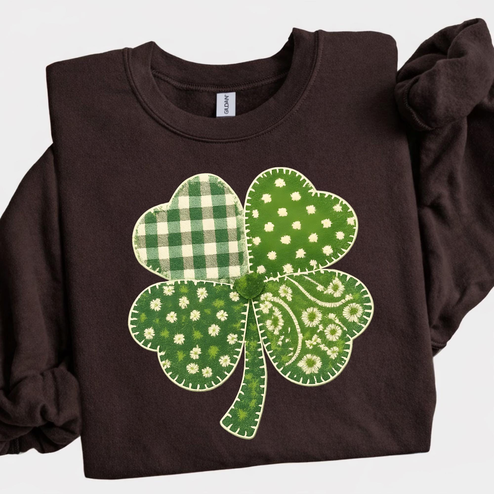 Patchwork Shamrock PNG, St Patricks Day Four Leaf Clover (digital ...