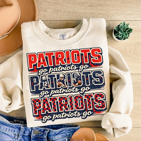 Vintage Patriots Football Typography PNG, Retro Game Day Graphic (Digital Download)