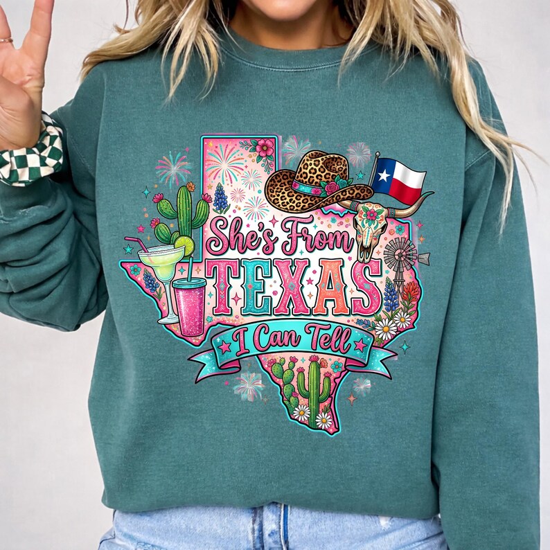 She's From Texas I Can Tell sublimation PNG — 300 DPI transparent background, instant digital download